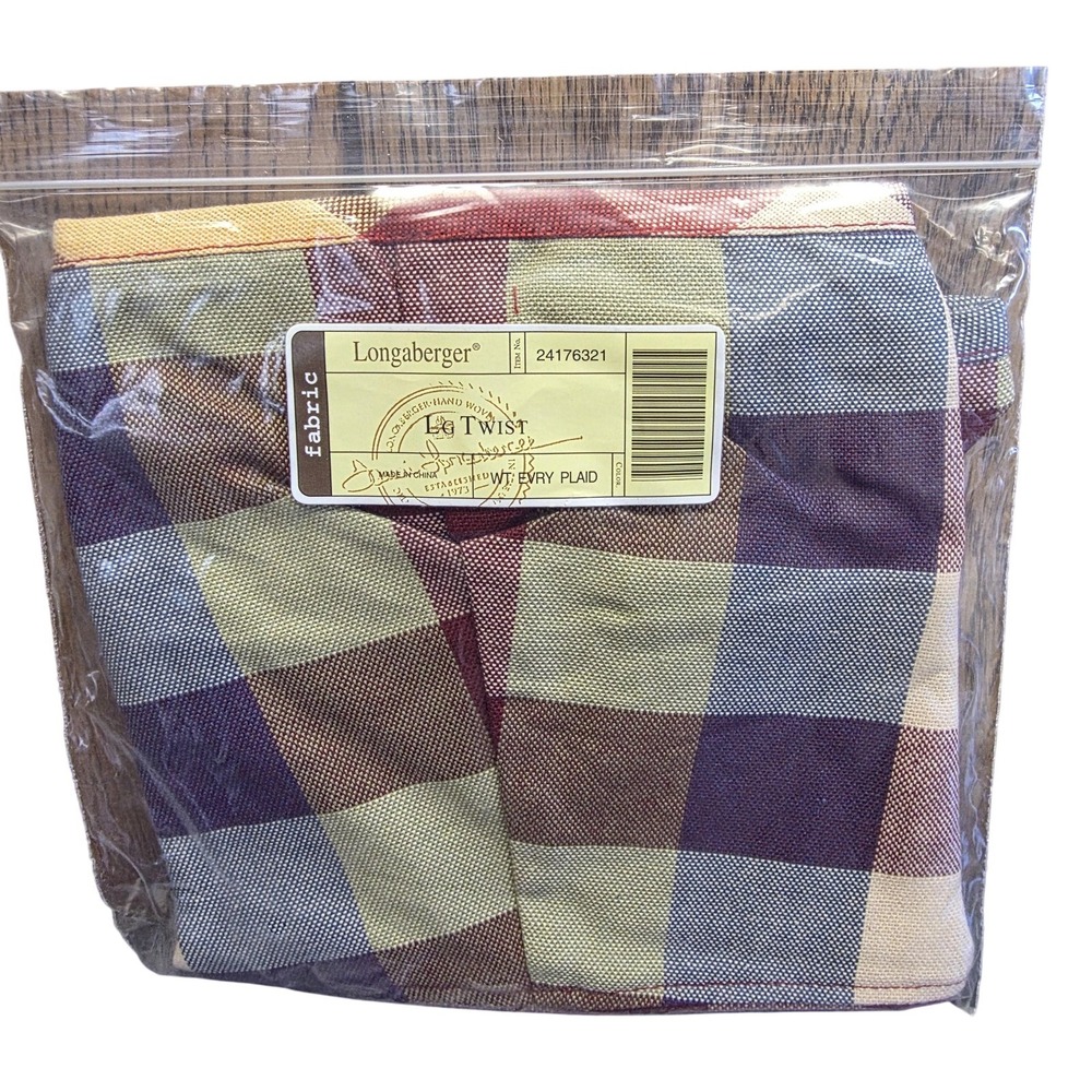 Longaberger Lg Twist Basket Liner WT Evry Plaid Fabric Large Multicolor Country